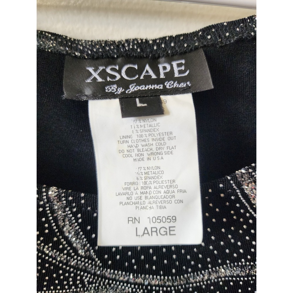 Xscape by Joanna Chen Black Silver Glitter Rhinestone 2 Piece Cardigan Set L - Picture 9 of 11